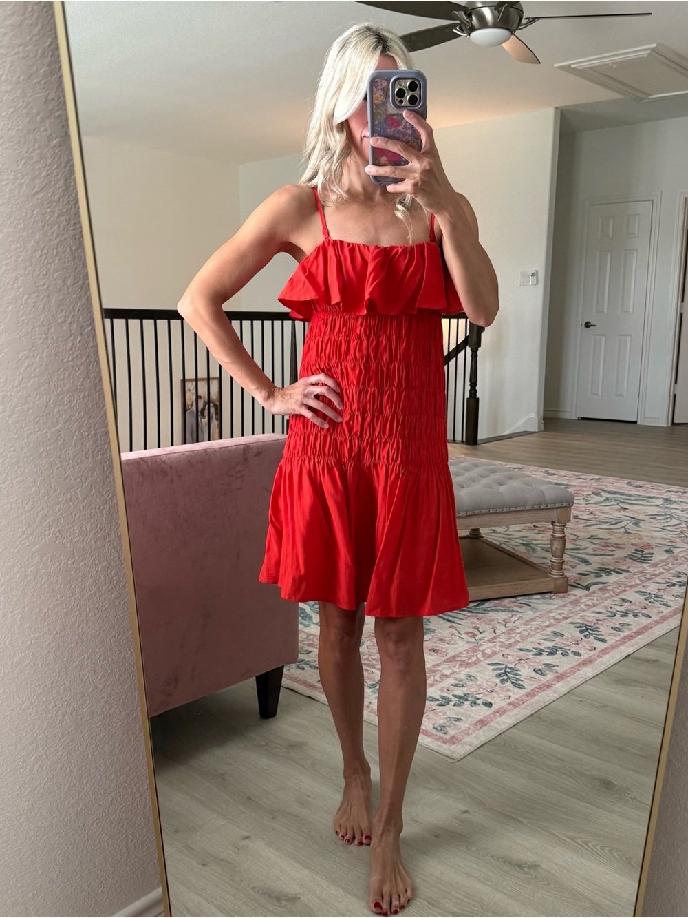 Red ruffle dress. Women’s small